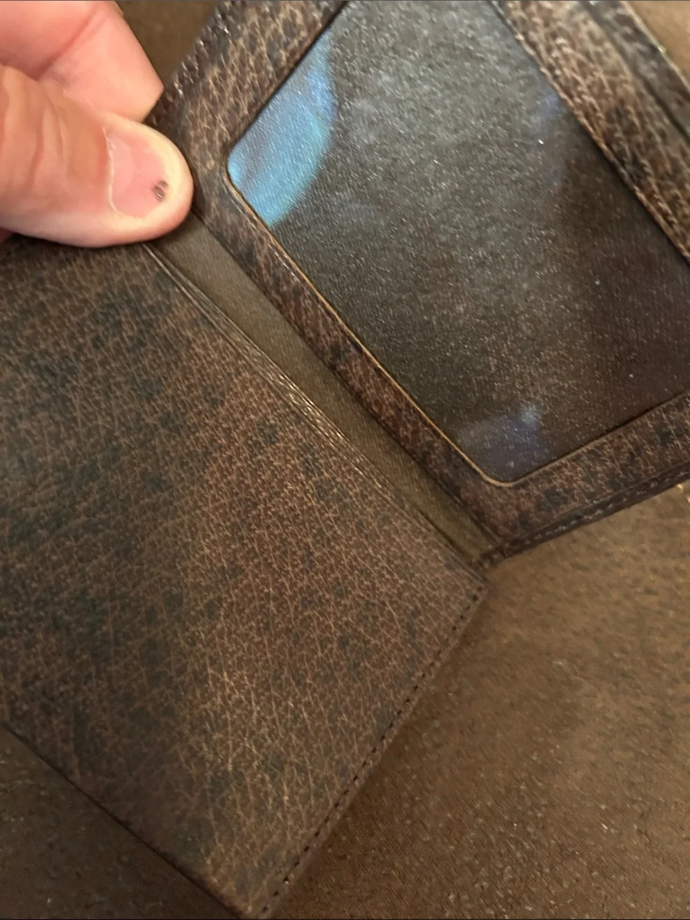 Burberry Beige Check Bifold Wallet with Brown Trim and Red Accents